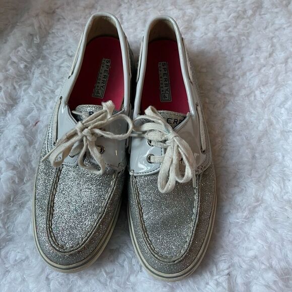 Sperry Top Sider silver glitter boat shoes size 8M - Picture 1 of 8